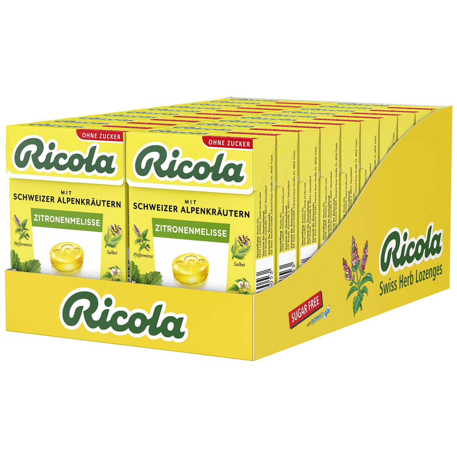 Ricola Zitronenmelisse Bonbon Zuckerfrei, 20 x 50g MHD:14.6.26
