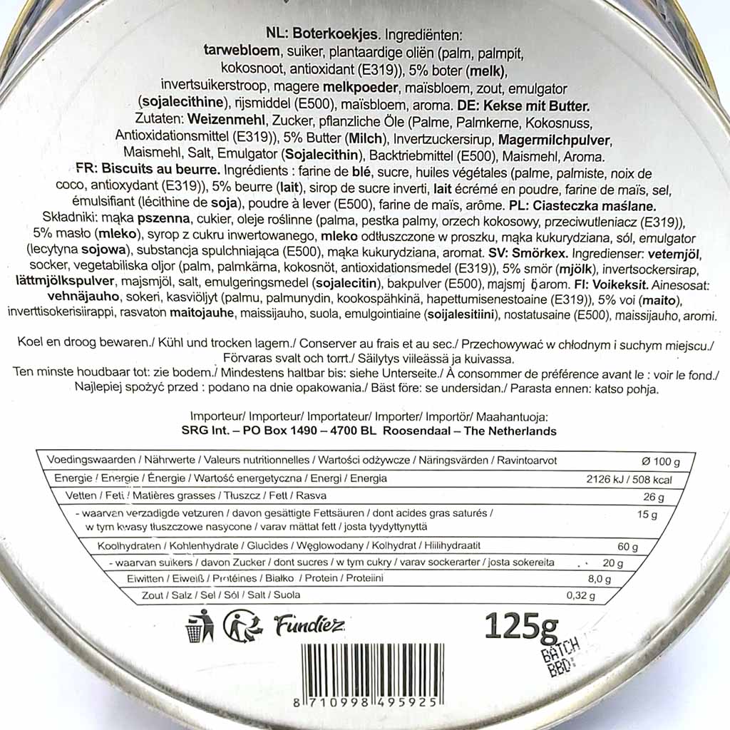 Fundiez Butter Cookies in Deko Blechdose 125g