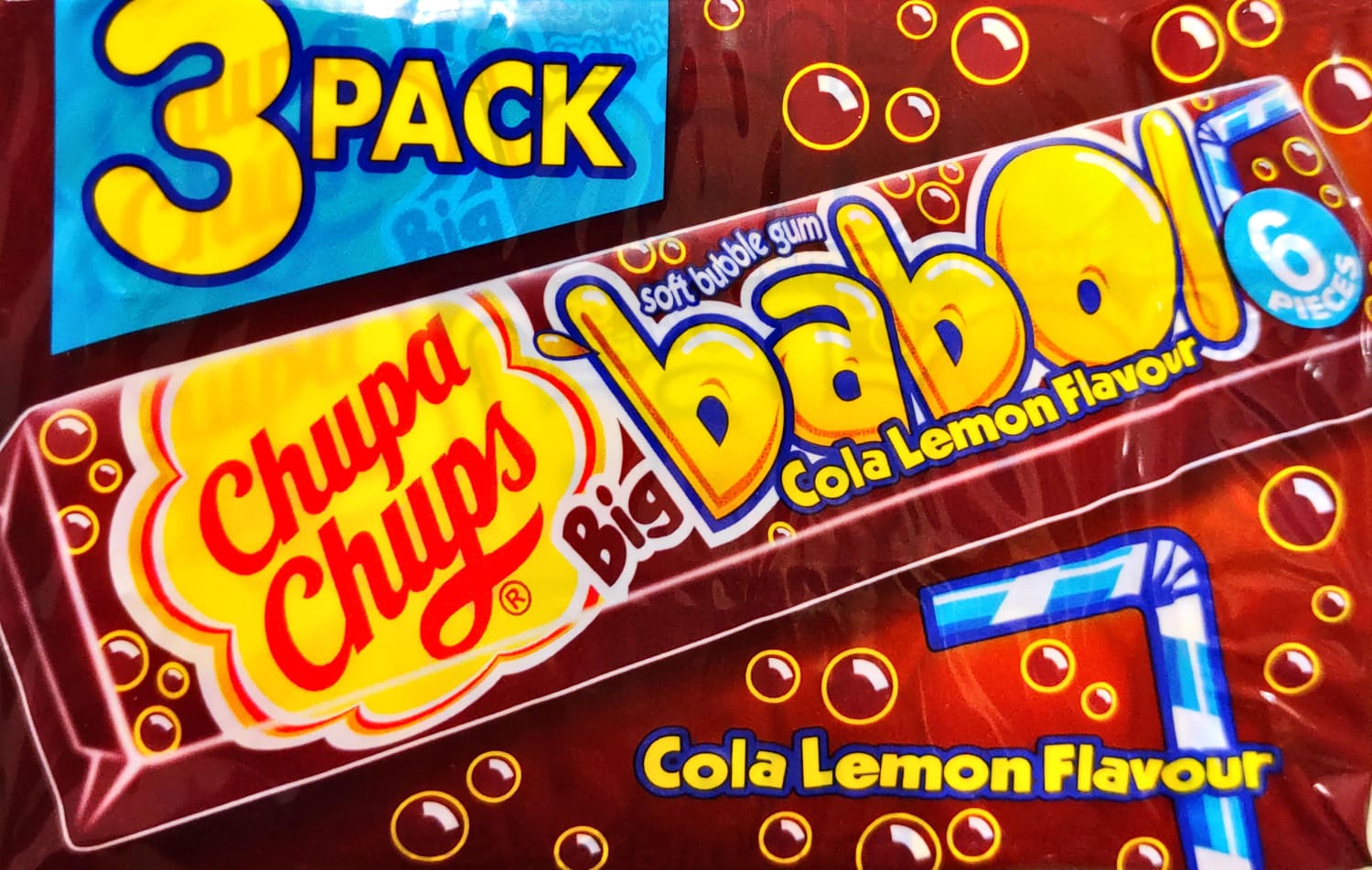 Chupa Chups Big Babol Cola Lemon Kaugummiwürfel 3x6=18 stück 82,8g
