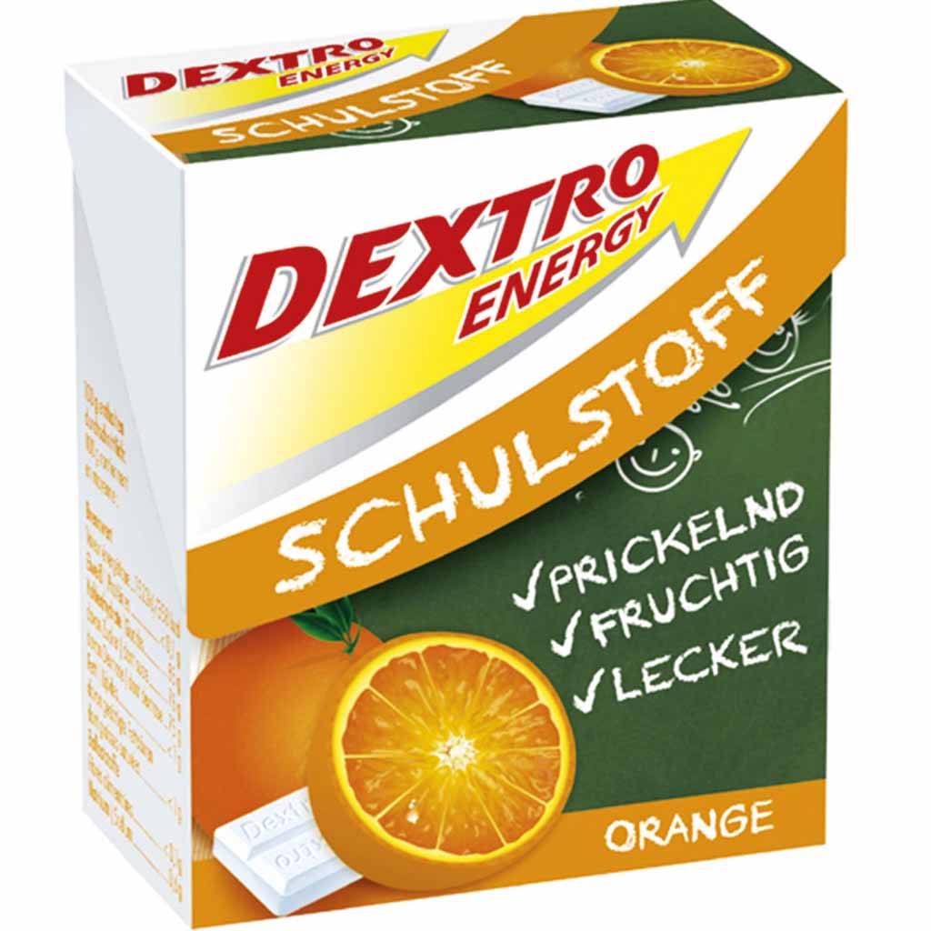 12x Dextro Energy Schulstoff Orange á 50g=600g MHD:30.5.25
