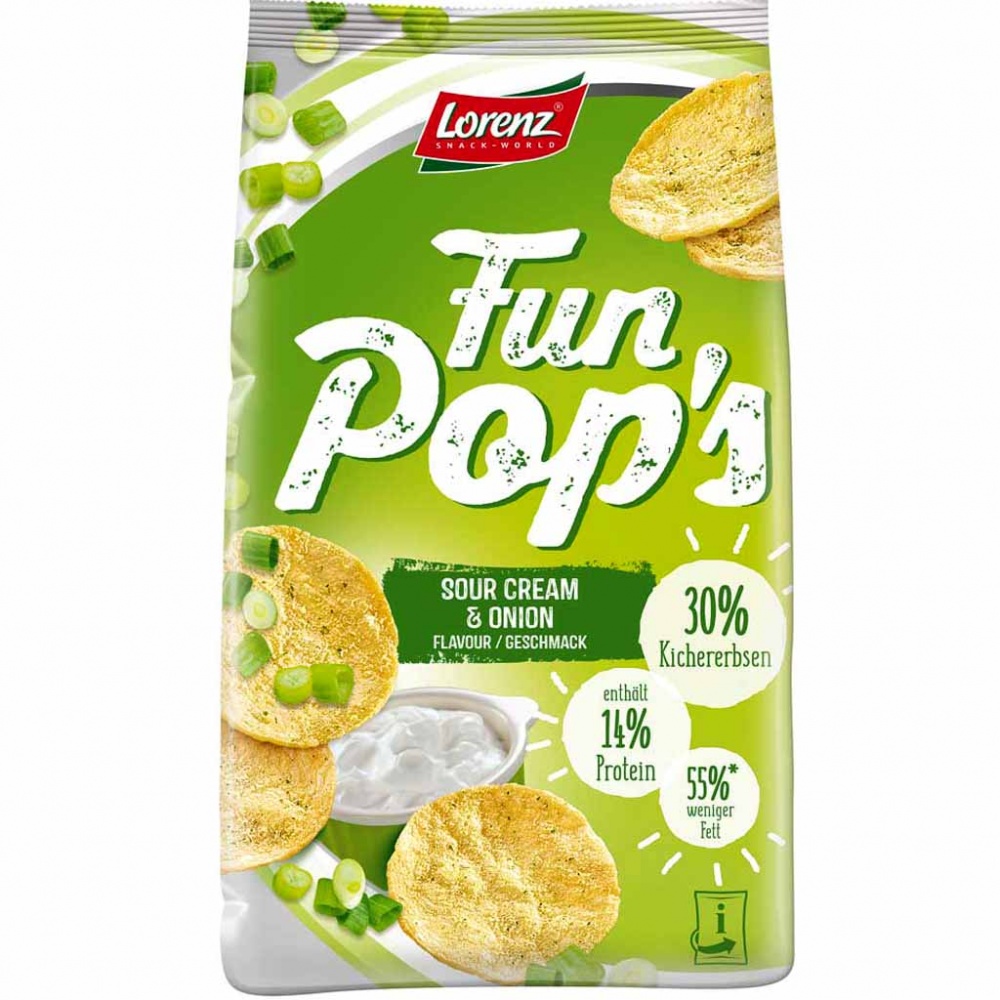 12x Lorenz Chips Fun Pops Soure Cream & Onion á 85g=1020g MHD:12.5.20