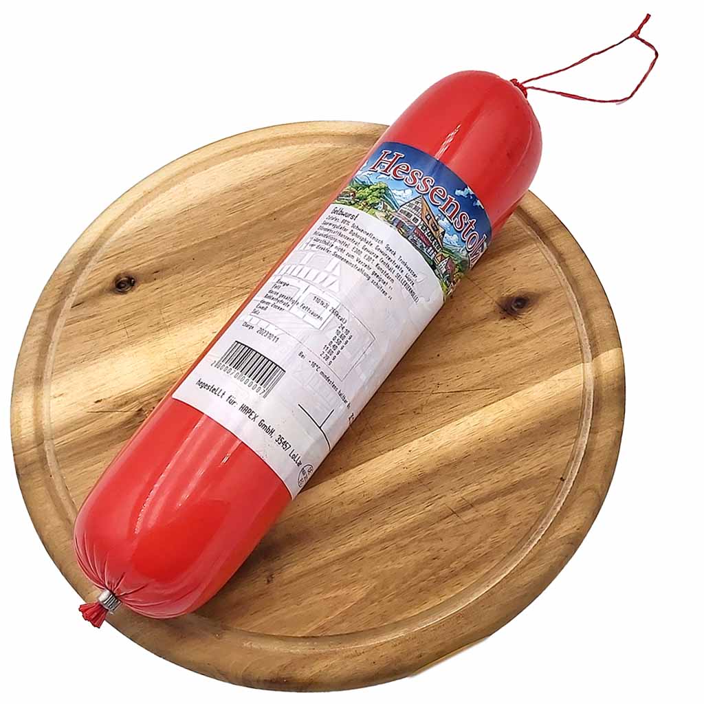 Hessenstolz Gelbwurst 650g auf Brett