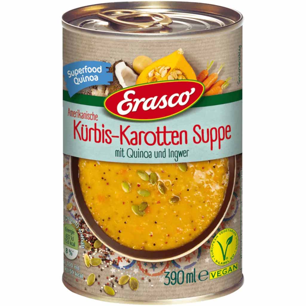 Erasco Suppen Amerikanische Kürbis Karotten Suppe 390ml MHD:30.12.26