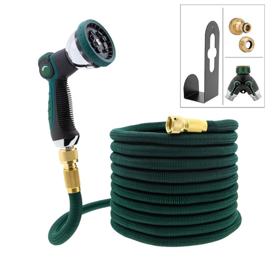 t24 Premium 15m Flexibler Multifunktions-Gartenschlauch, grün