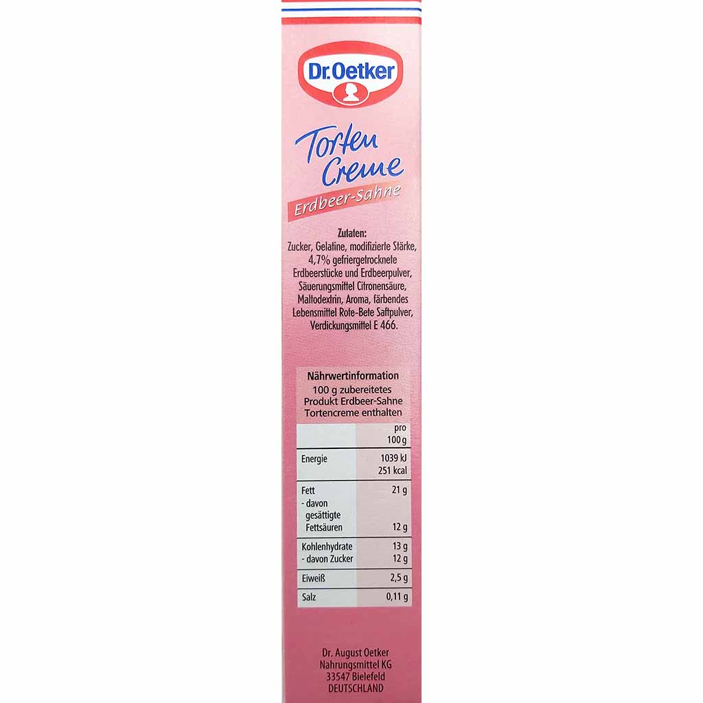 Dr. Oetker Torten Creme Erdbeer-Sahne mit Erdbeerstücken 113g