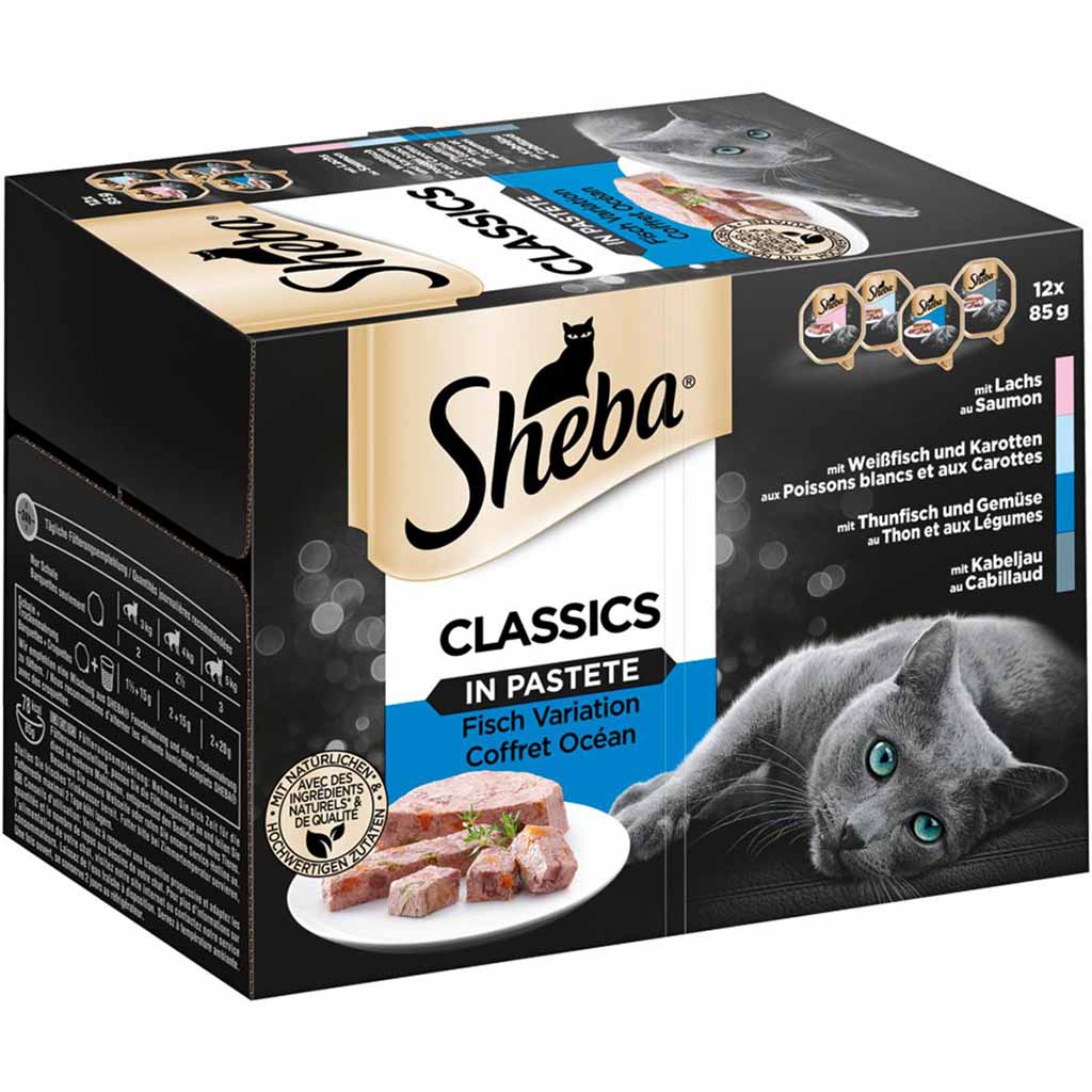 12x Sheba Classic in Pastete Fisch Variationen á 85g=1020g MHD:15.2.26