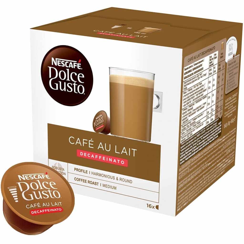Nescafe Dolce Gusto Kapseln Cafe au Lait entkoffeiniert 16 Tassen 160g MHD:30.7.24