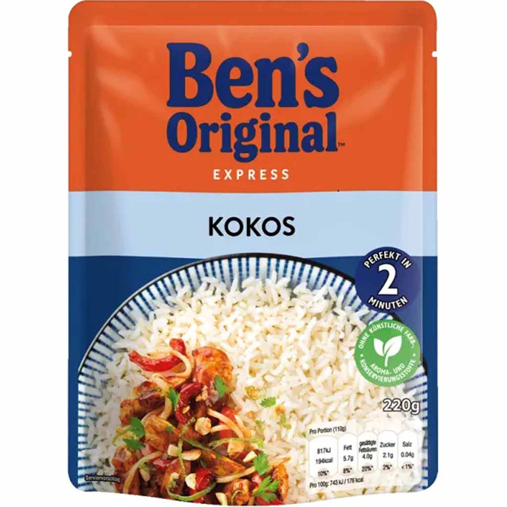 6x Bens Original Express Kokos á 220g=1320g MHD:26.5.22