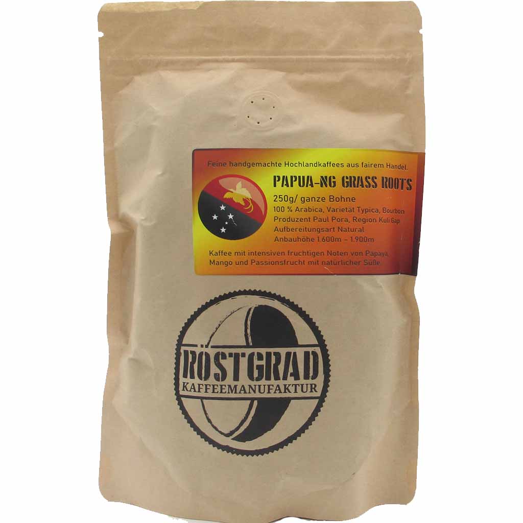 Röstgrad Papua-NG Fair Trade Hochland Kaffee ganze Bohnen 250g MHD:23.3.23