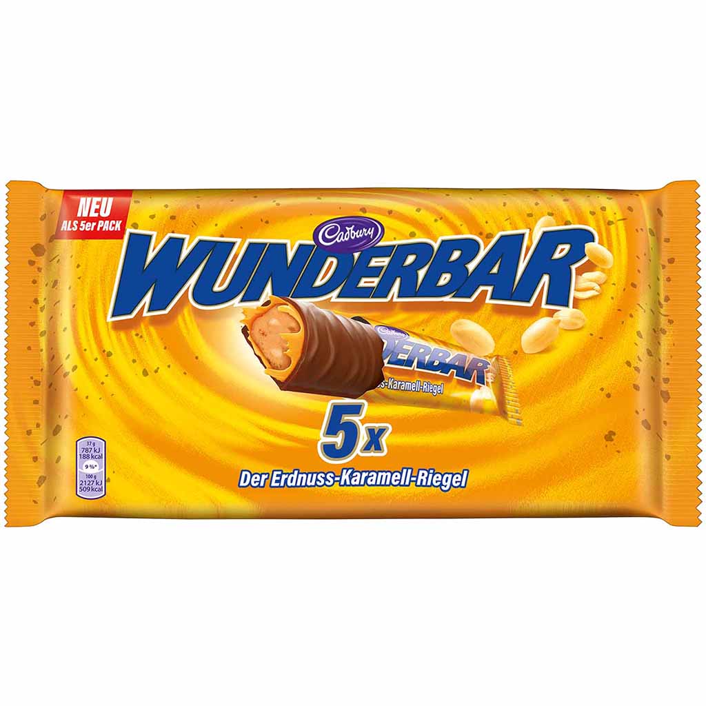 Cadbury Wunderbar Peanut-Butter Riegel 5x37g=185g MHD:1.10.24