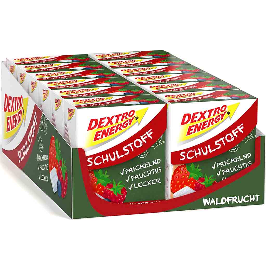 12x Dextro Energy Schulstoff Waldfrucht á 50g=600g MHD:30.6.25