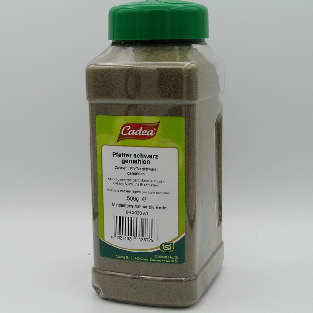 Cadea Gewürze Pfeffer schwarz gemahlen 500g MHD:28.8.27