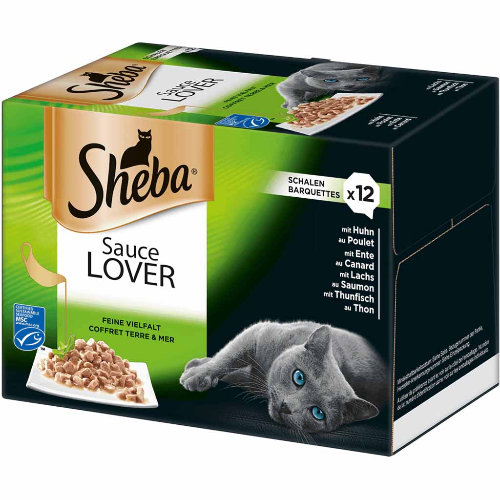 12x Sheba Sauce Lover in Sauce Feine Vielfalt á 85g=1020g MHD:28.11.25