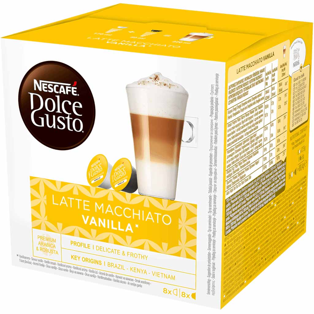 Nescafe Dolce Gusto Kapseln Latte Macchiato Vanilla 8 Tassen 153,6g MHD:30.4.22