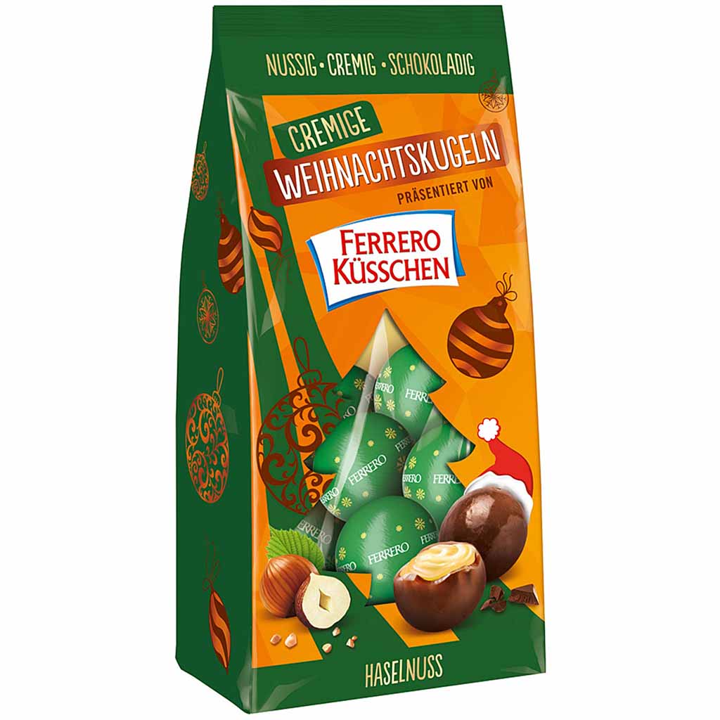 Ferrero Küsschen Cremige Weihnachtskugeln Haselnuss 100g MHD:20.4.24