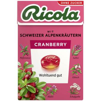 Ricola Cranberry Schweizer Kräuterbonbon Zuckerfrei 10 x 50g MHD:30.6.26