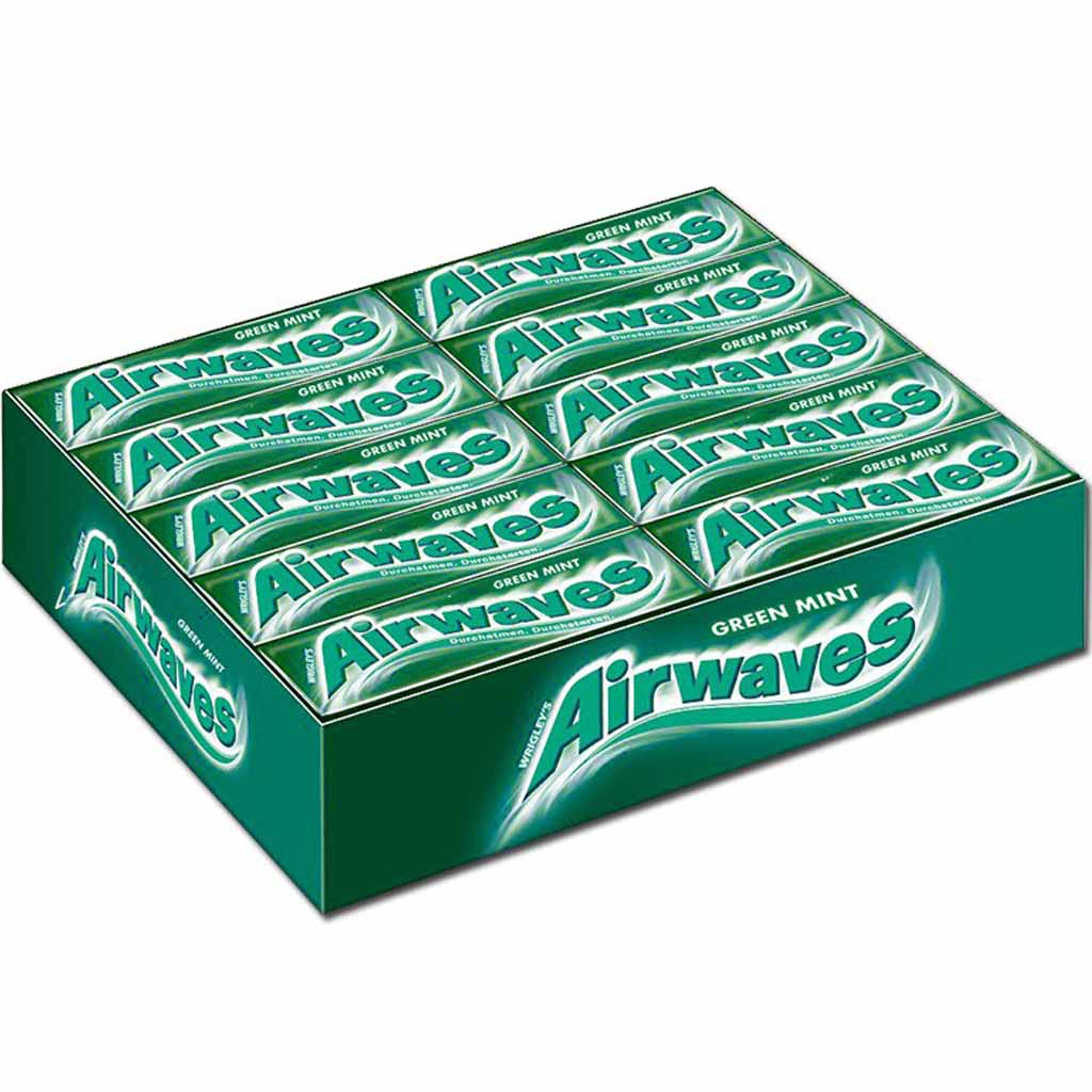 30x Wrigleys Airwaves Green Mint 10er=300 Kaugummi Dragees MHD:1.7.21