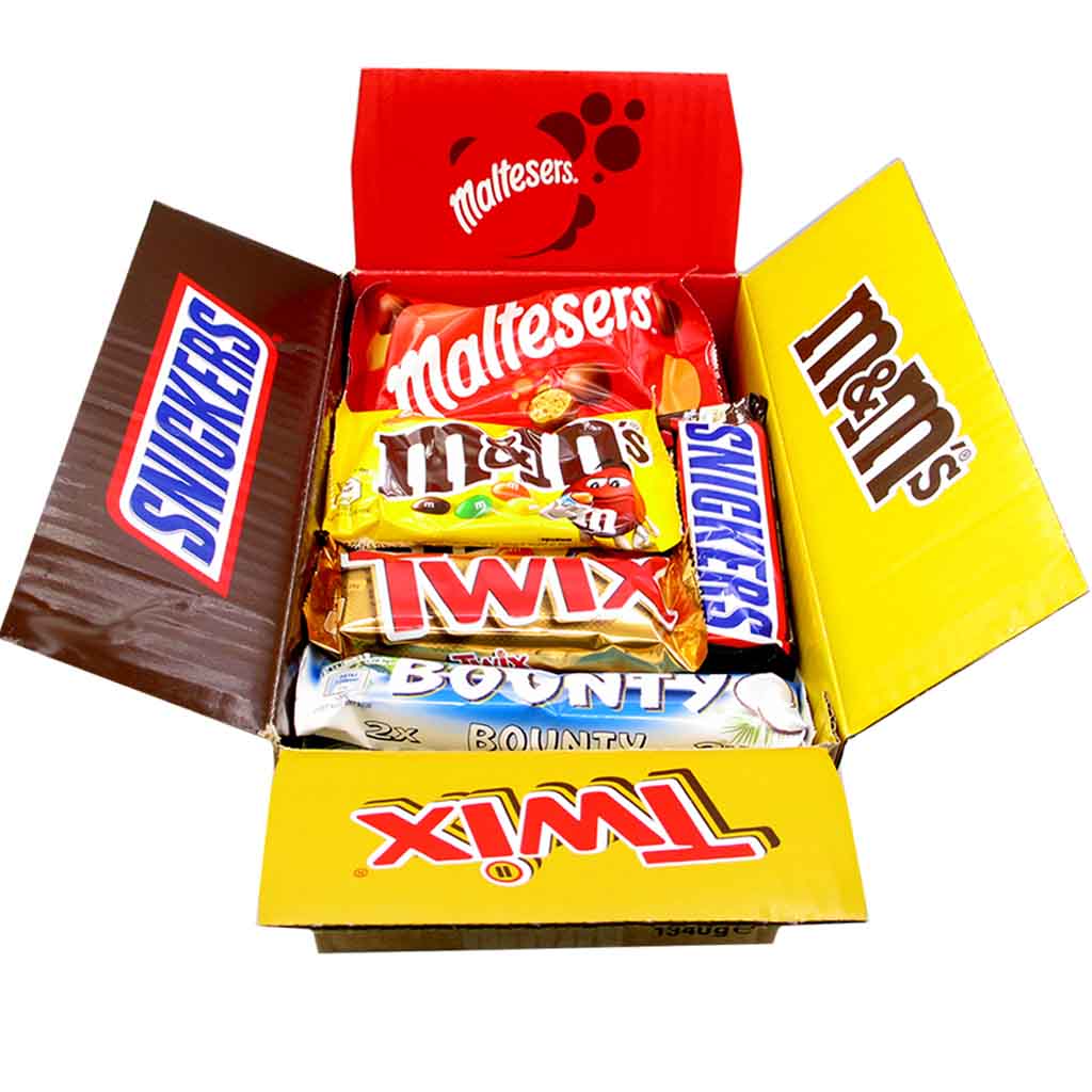 Mars Variety Box 28 Teile Snickers Twix Bounty Maltesers M&Ms 1340g MHD:20.2.22