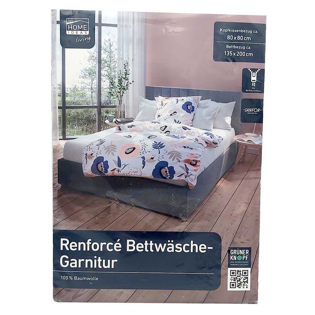 Bettwäsche Garnitur 135cm x 200 Decke 80cm x 80cm Kissen Renforce Motiv blau,rosa, beige