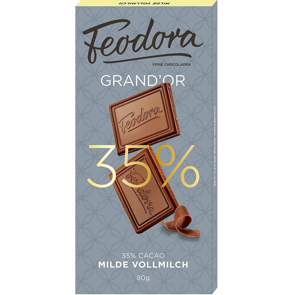 Feodora Tafelschokolade Grand'Or 35% Milde Vollmilch 80g MHD:24.9.24