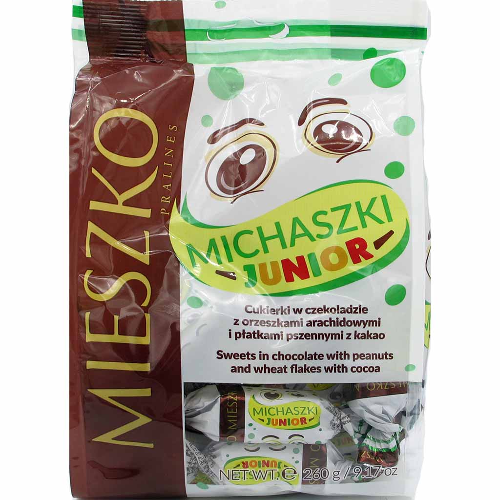 4x Michaszki Junior Erdnuss Weizenflocken Schokobonbons á 260g=1040g MHD:30.3.20