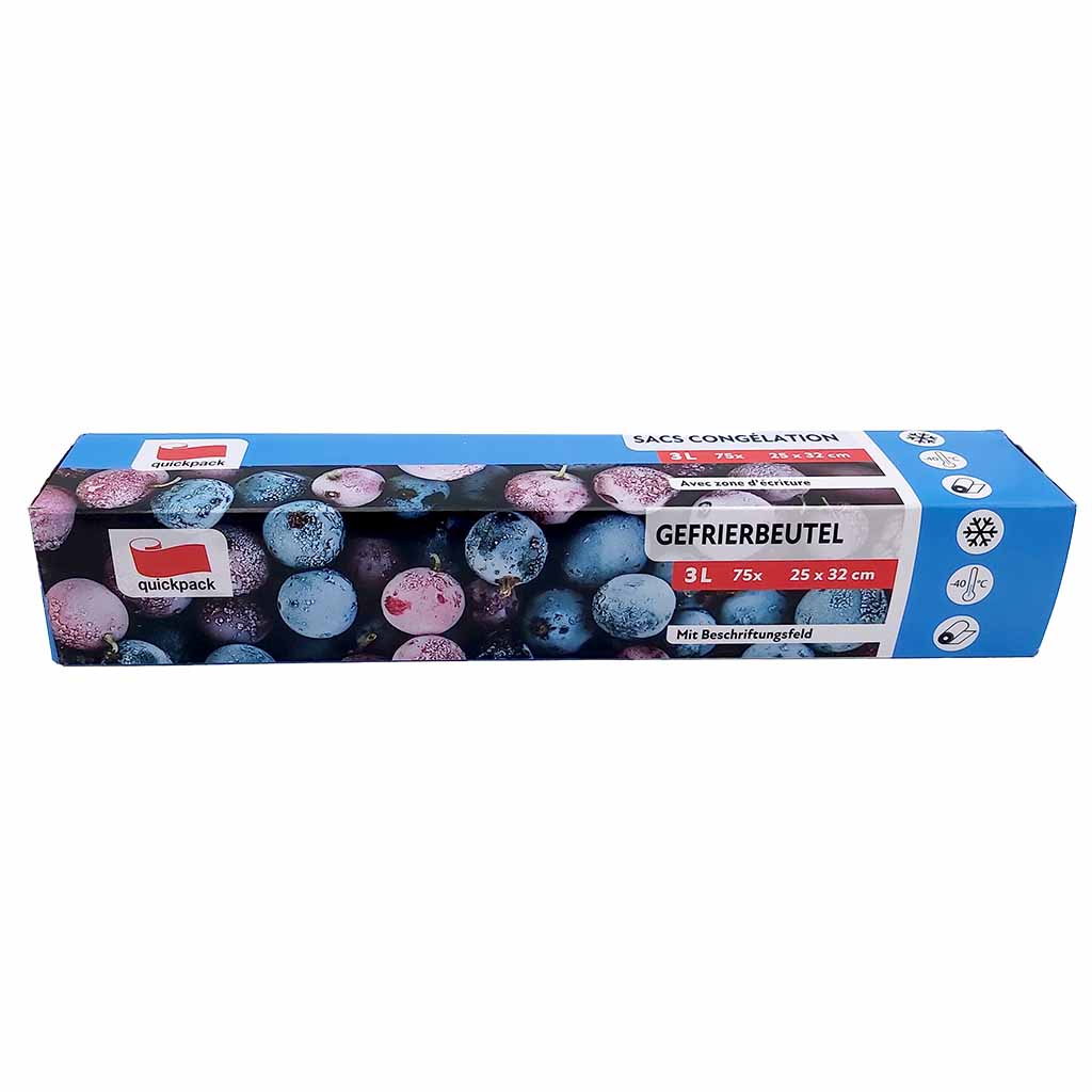 Quickpack Gefrierbeutel 3 Liter 75 Stück 25x32cm