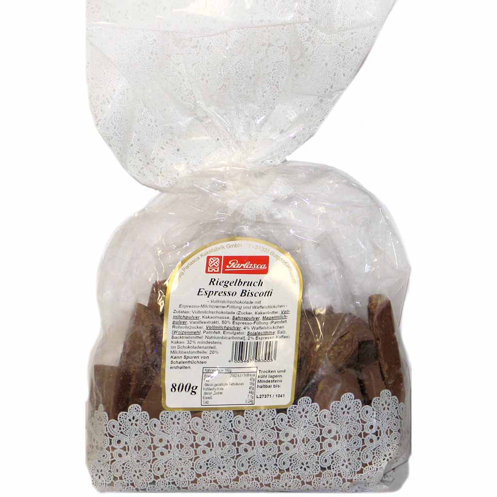 Parlasca Schokoladenbruch Vollmilch Espresso Biscotti 800g Beutel 