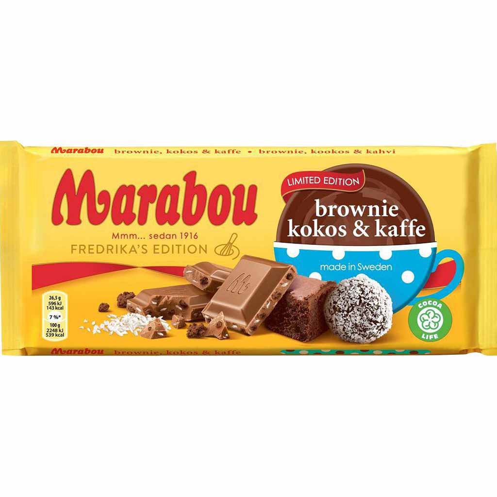 Marabou Tafelschokolade Brownie Kokos & Kaffee 185g MHD:3.2.22