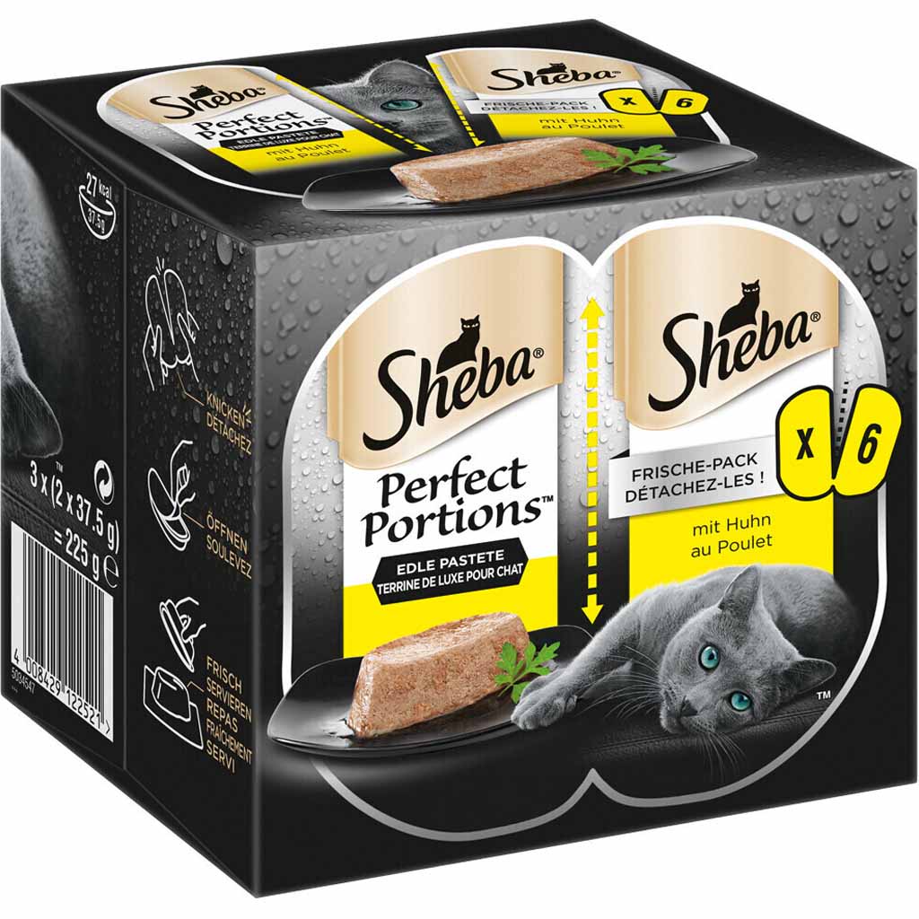 48x Sheba Perfect Portions edle Pastete Huhn á 37,5g=1800g MHD:13.3.23