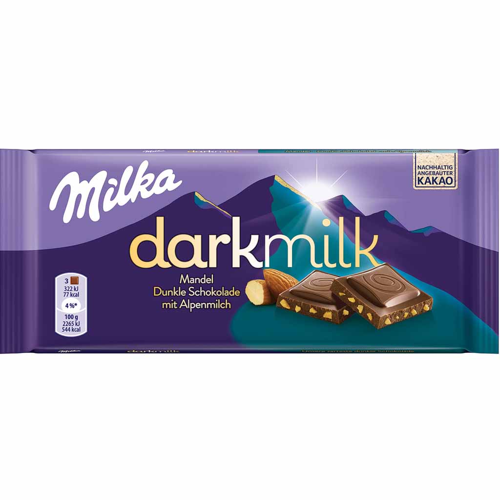 Milka Tafelschokolade darkmilk Mandel 85g MHD:30.3.23