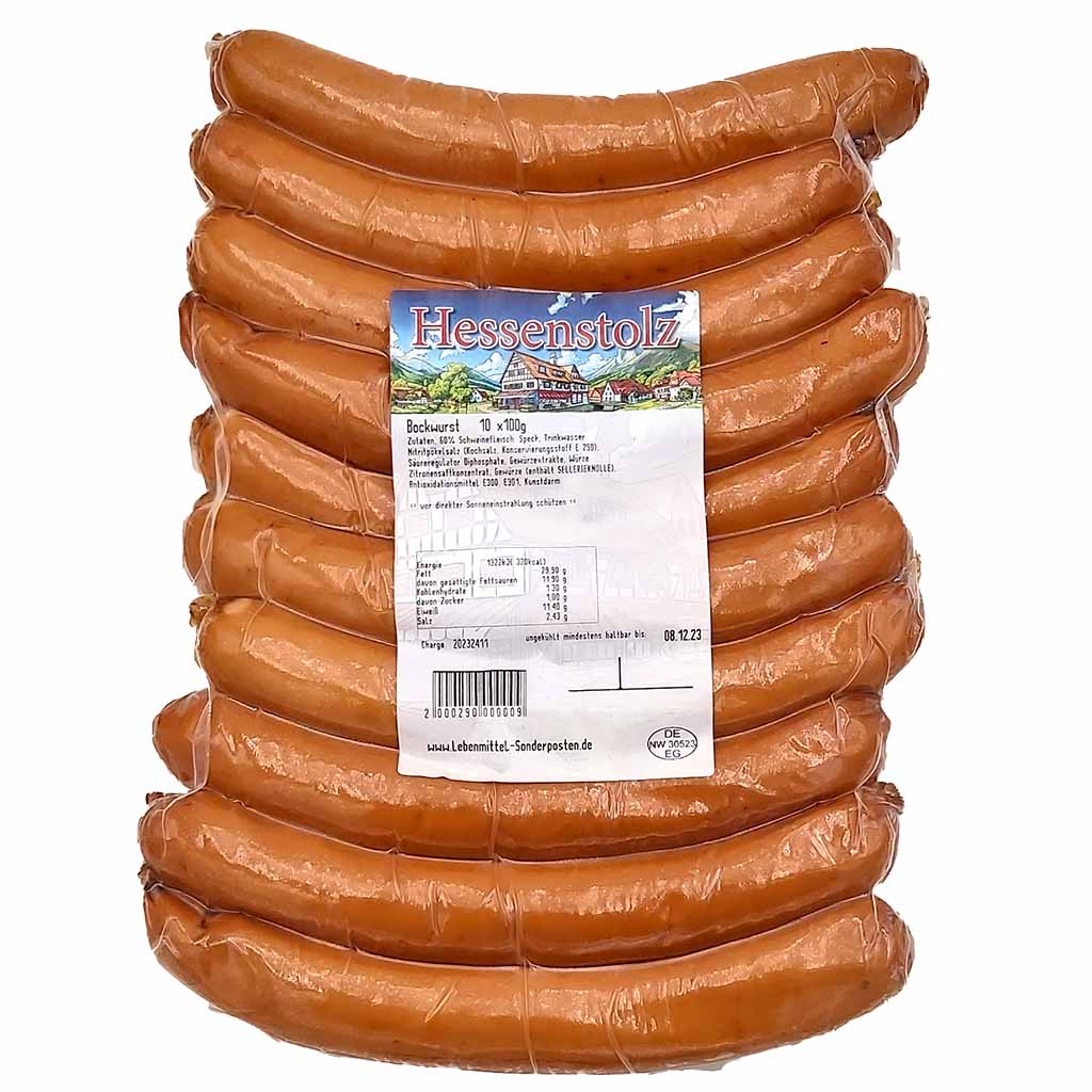 Hessenstolz_Bockwurst_10x100g_1kg_-4 Hessenstolz Bockwurst 10 x 100g = 1kg front auf weiss