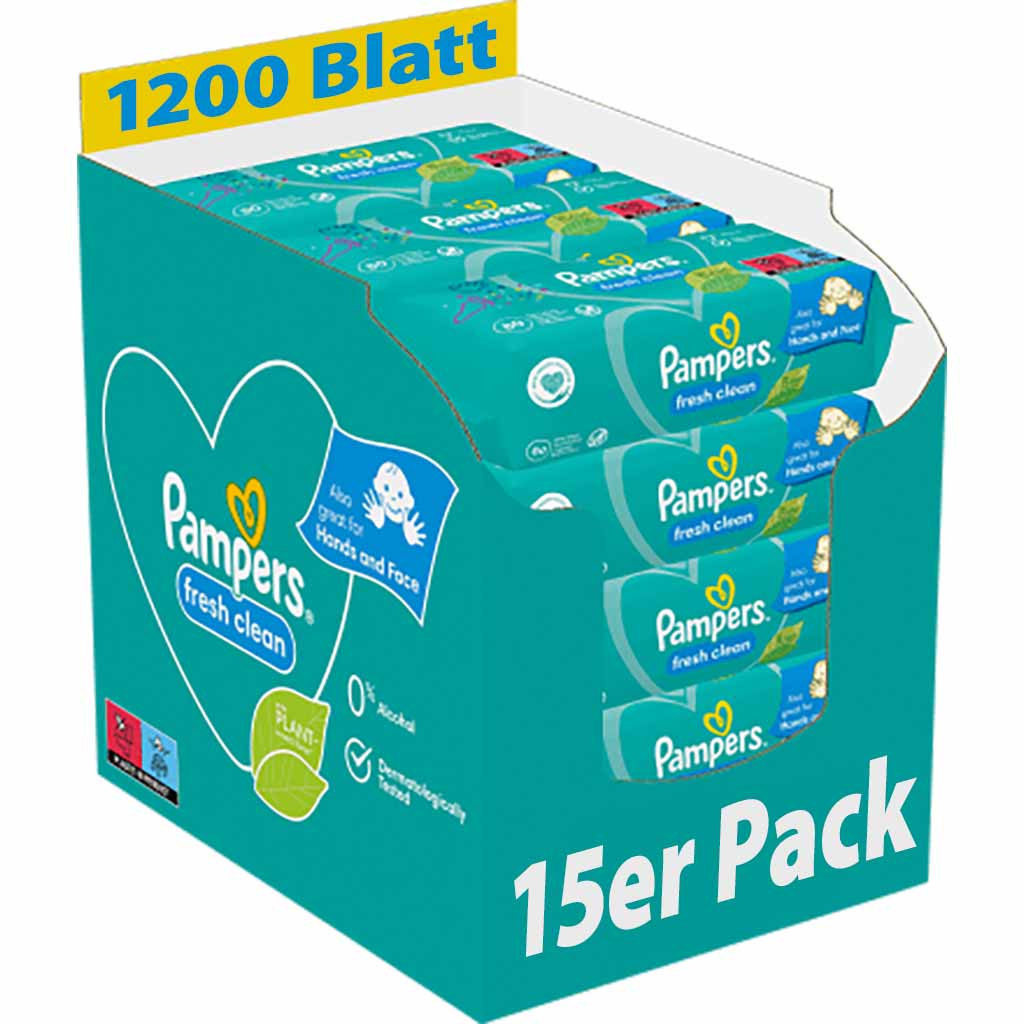 Pampers Feuchttücher Fresh Clean (15x80 St), Vorteilspack, 1.200 Stück