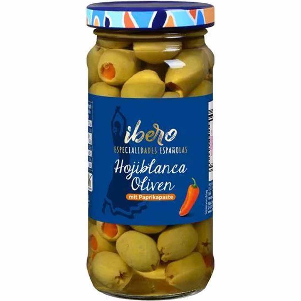Ibero Hojiblanca Oliven mit Paprikapaste 135g MHD:30.11.26