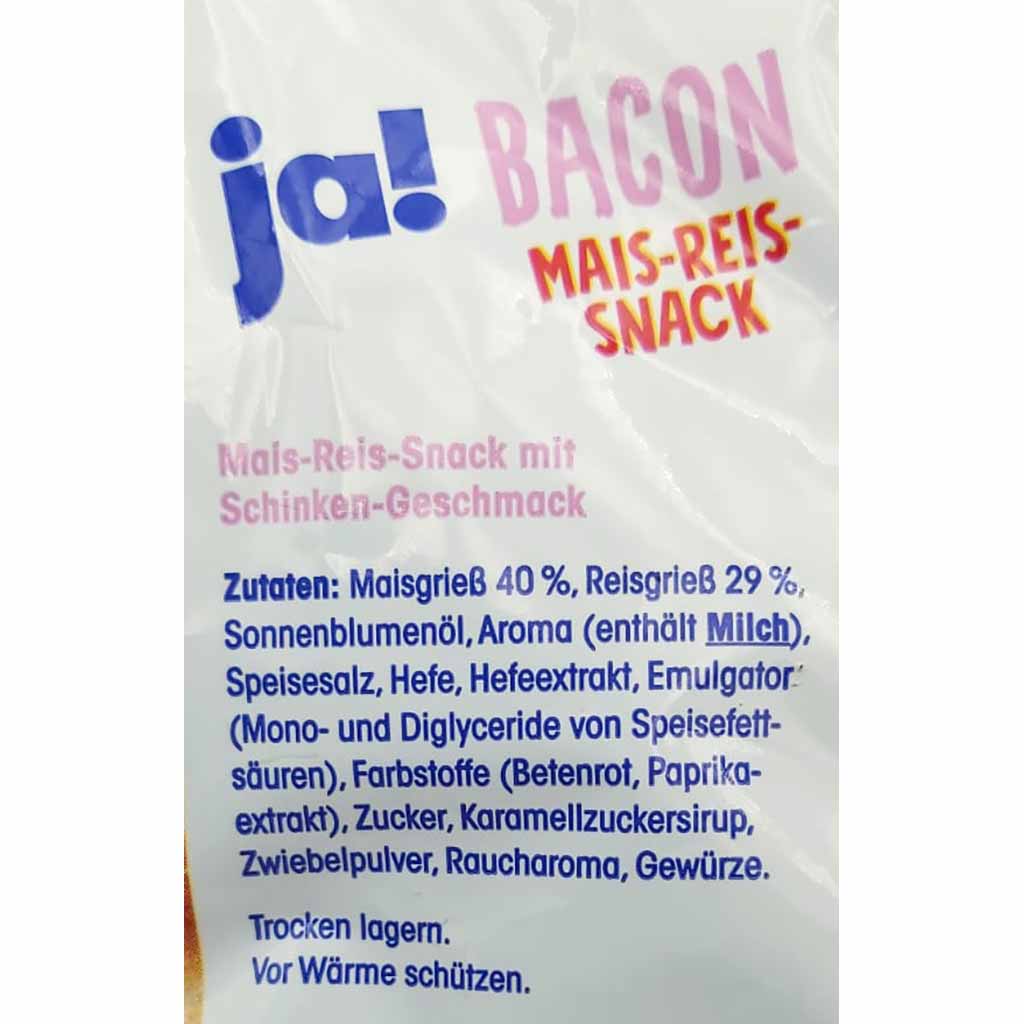 ja-Bacon-Mais-Reis-Snack-Schinkengeschmack-125g_zutaten ja! Bacon Mais-Reis-Snack Schinkengeschmack 125g GTIN 4337256459099