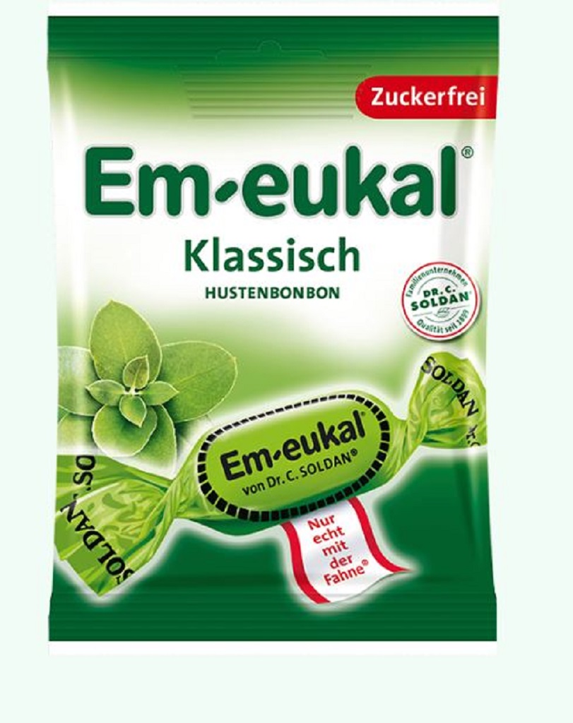 Em-eukal Klassisch Hustenbonbons Zuckerfrei 75g GTIN4009077024106 Front