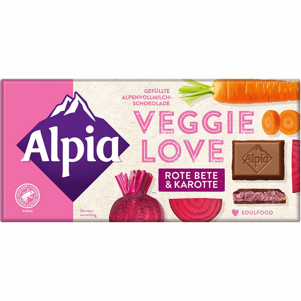Alpia Tafelschokolade Veggie Love rote Beete & Karotte 100g MHD:3.6.22