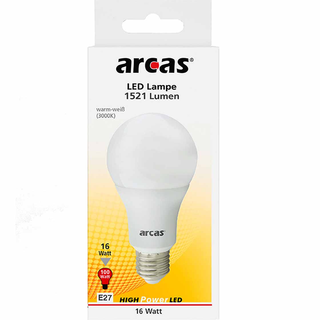 ARCAS LED Birne E27 16W 1521 Lumen 3000K Warm-Weiß 1er