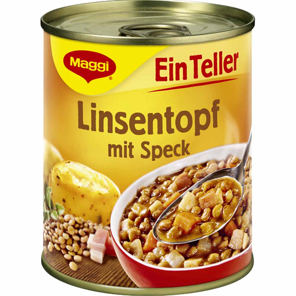 Maggi Ein Teller Linsentopf mit Speck 330g MHD:20.2.24
