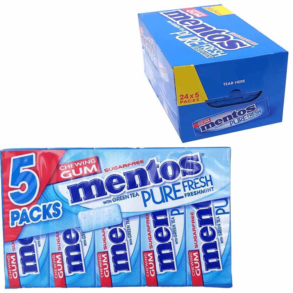 24x Mentos Chewing Gum Pure fresh Mint 5er Pack  24x66g = 1584g EAN 8003440977415  Herstellernummer 01080034409774221525100010L2433