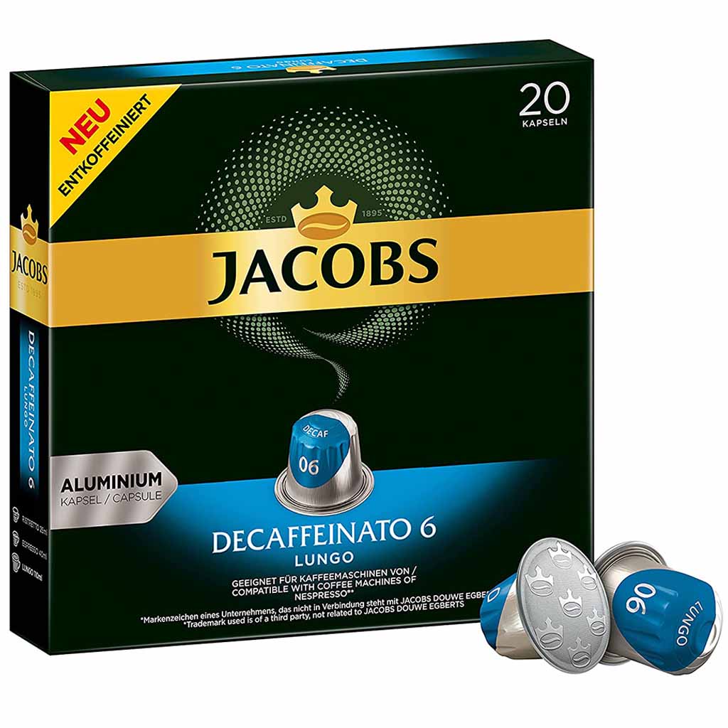 Jacobs Kaffeekapseln Decaffeinato 6 Lungo 20er 104g MHD:27.12.23
