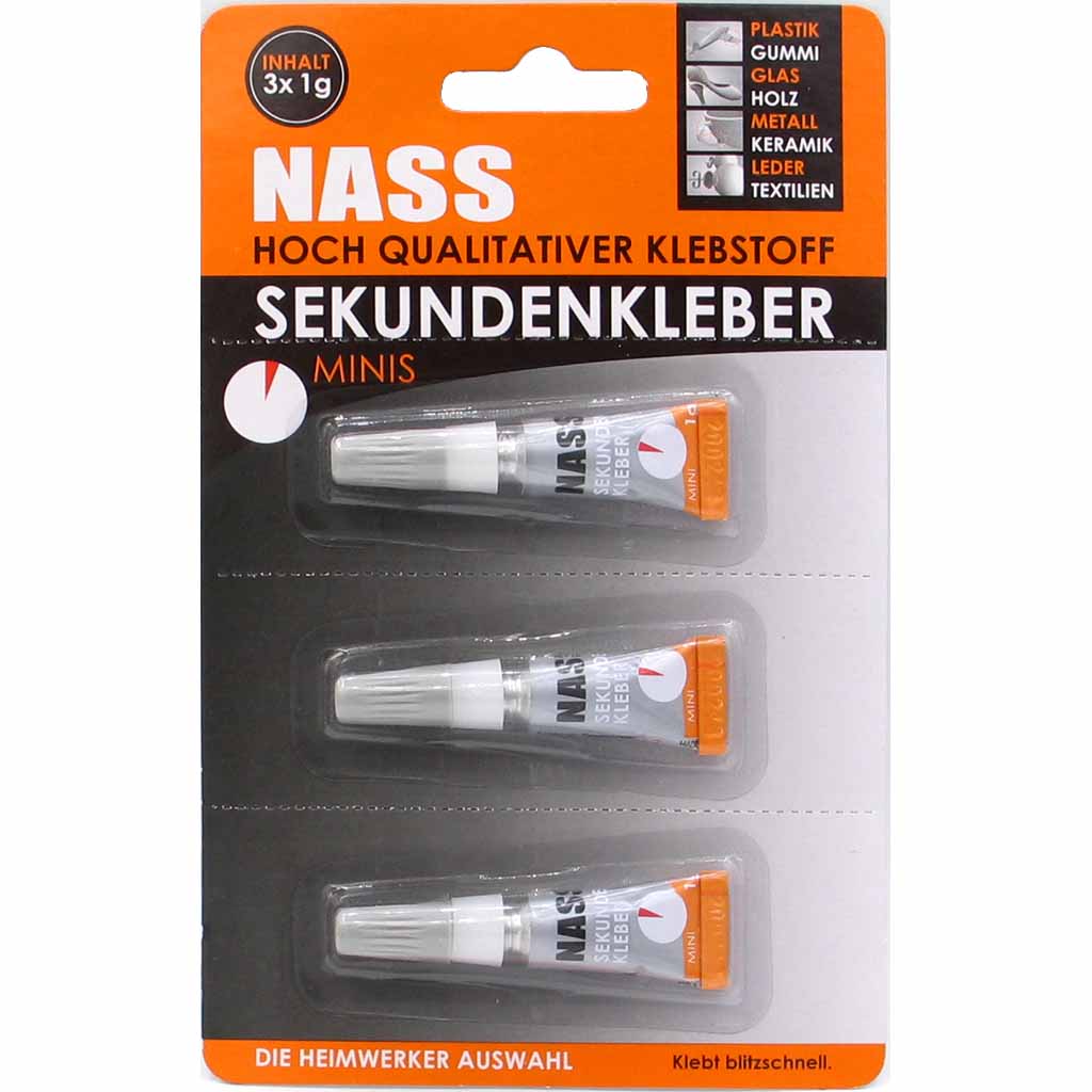 Nass Sekundenkleber Hoch qualitativer Klebstoff 3 x 1 g