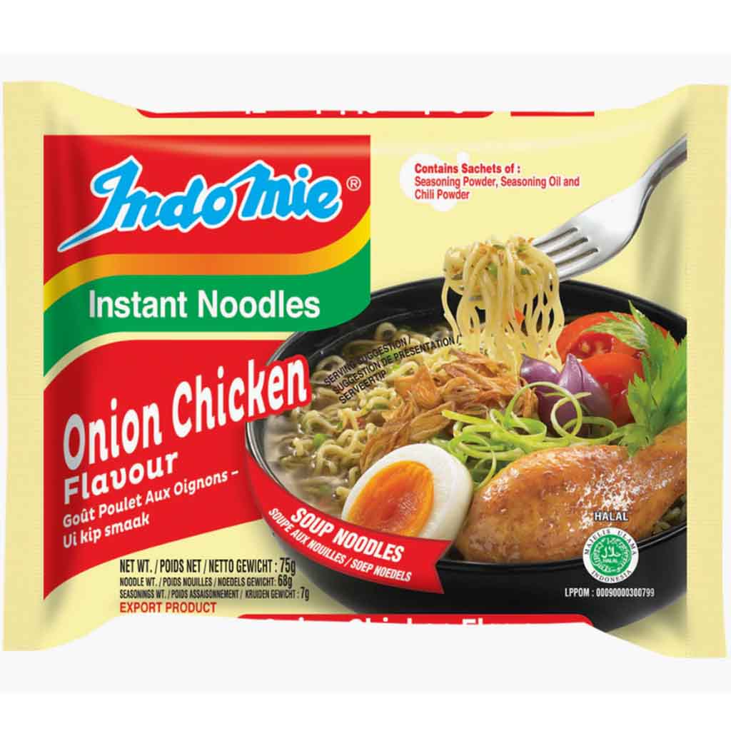 Indomie Instant Nudelgericht Zwiebel-Huhn-Geschmack 40x75g=3kg MHD:26.7.23