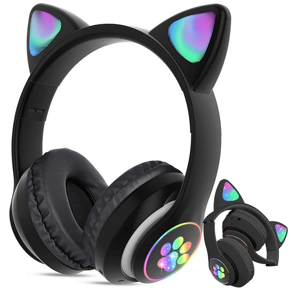 Kabellose Kopfhörer, Bluetooth, Radio, FM, MP3, Katzenohren, LED-Hintergrundbeleuchtung