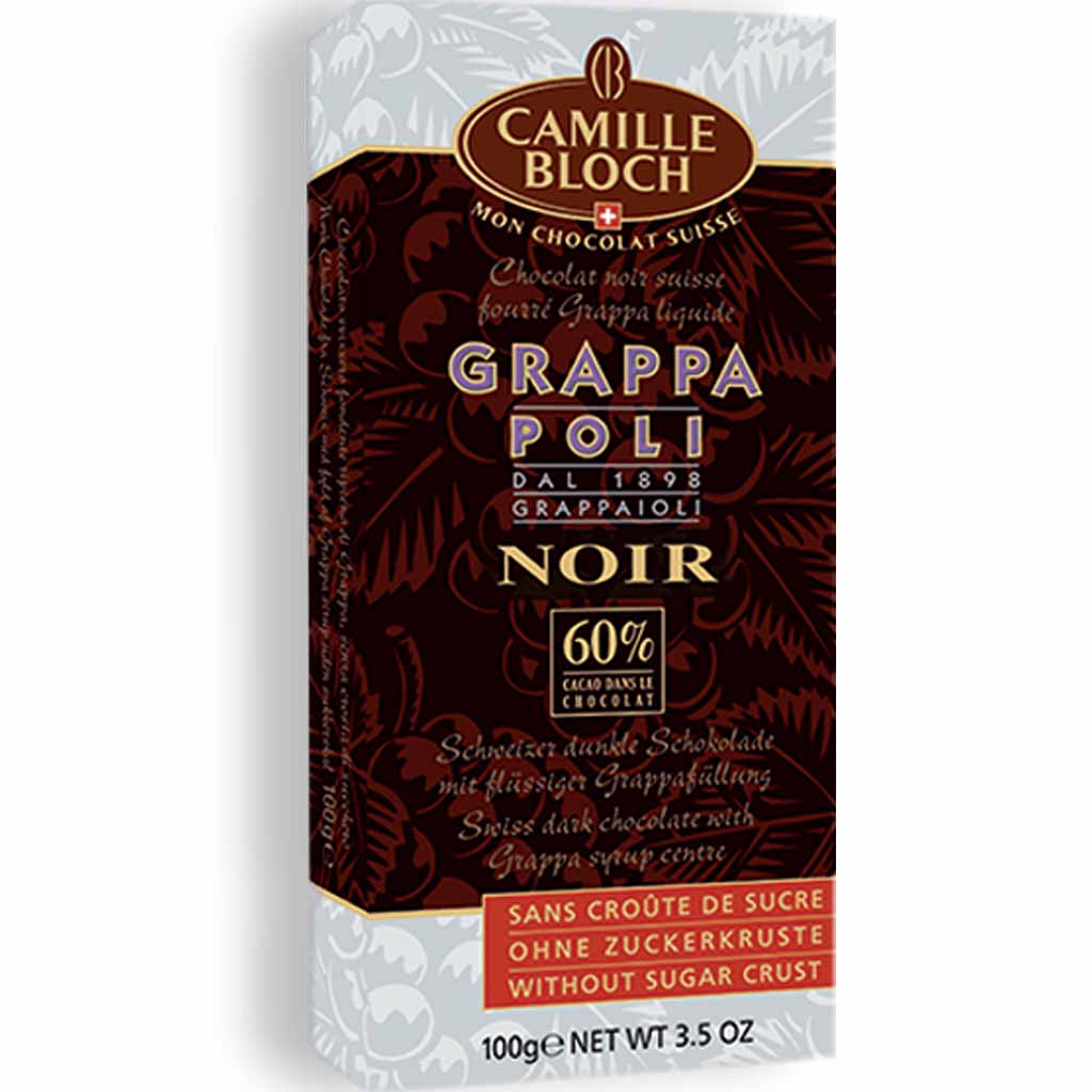 Camille Bloch Tafelschokolade Schweizer dunkle Schokolade mit Grappa 100g MHD:30.12.23