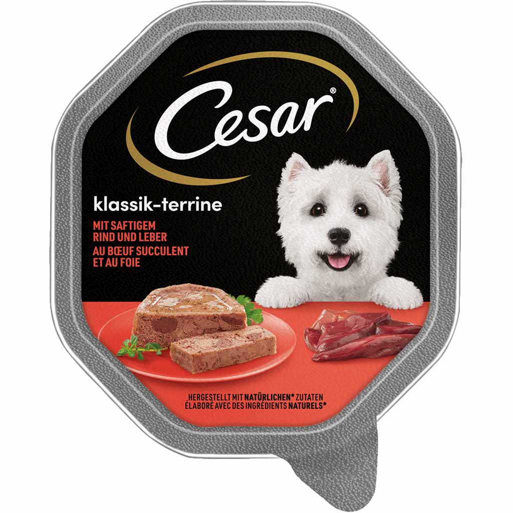 14x Cesar Klassik-Terrine mit Rind und Leber á 150g=2,1kg MHD:17.7.23