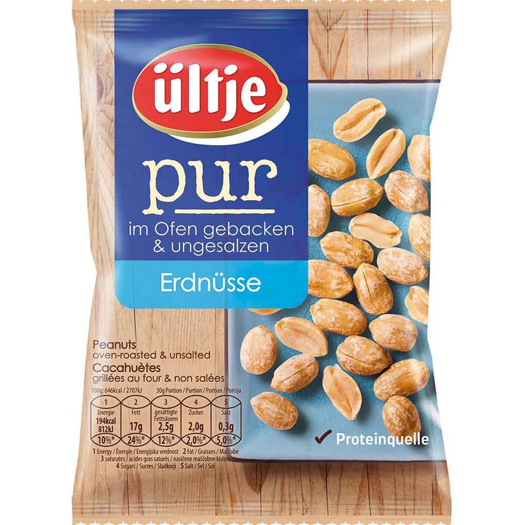 ültje pur Erdnüsse gebacken & ungesalzen 200g MHD:30.4.25