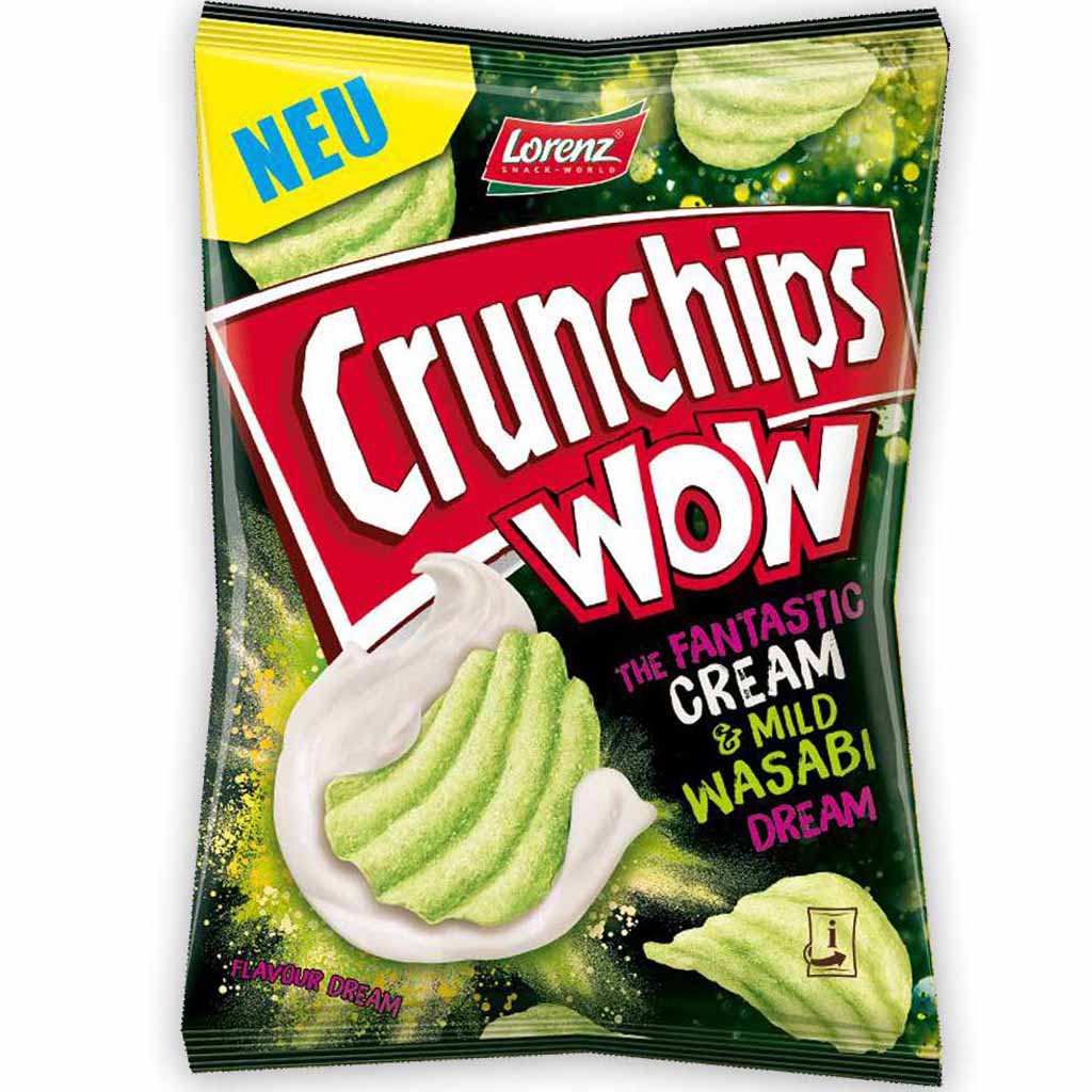 10x Lorenz Crunchips WOW Cream & Mild Wasabi á 110g=1,10kg MHD:16.8.21