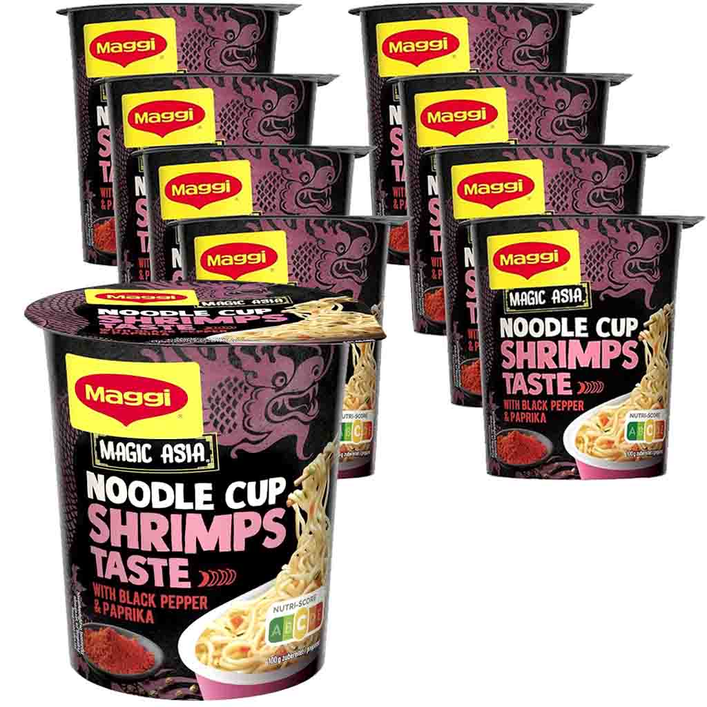 8x Maggi Magic Asia Noodle Cup Shrimps Black Pepper & Paprika á 64g=512g MHD:30.12.24