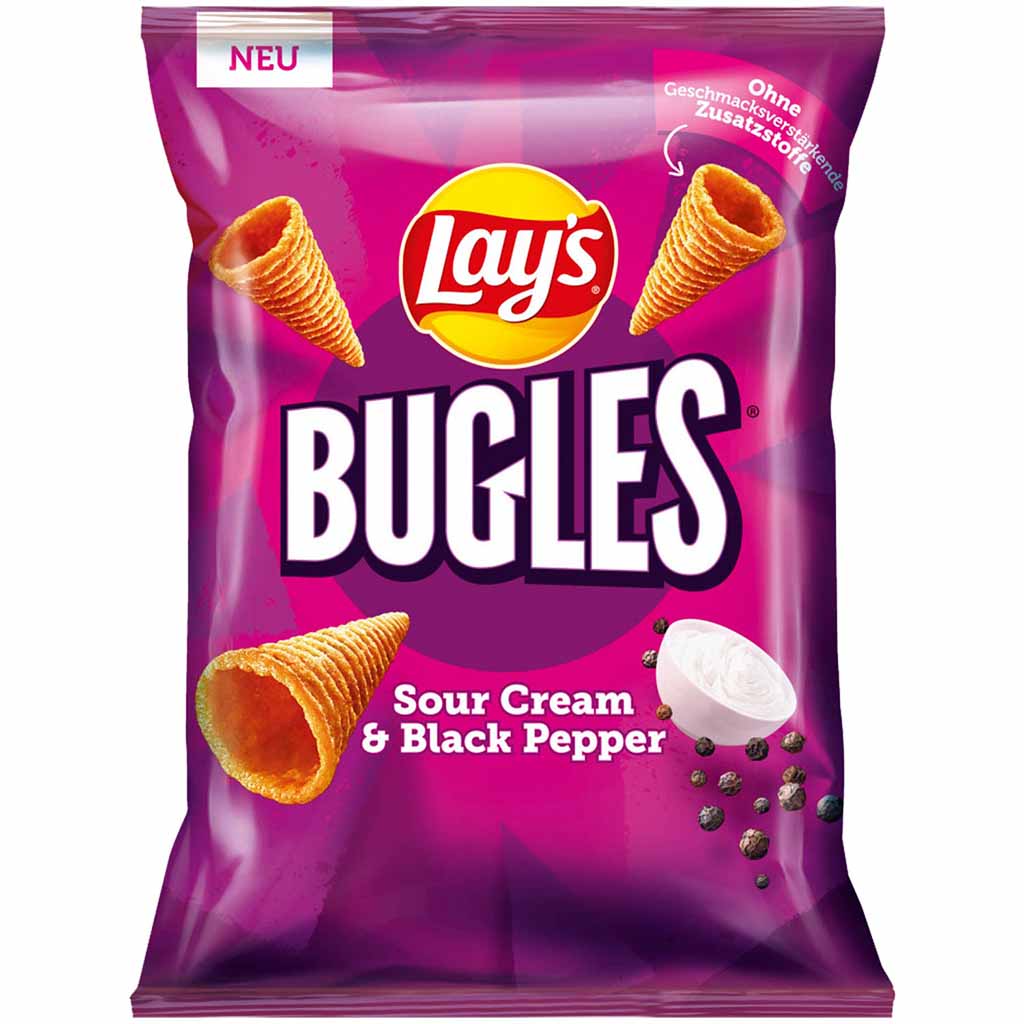 Lays Bugles Sour Cream & Black Pepper 95g MHD:12.2.23