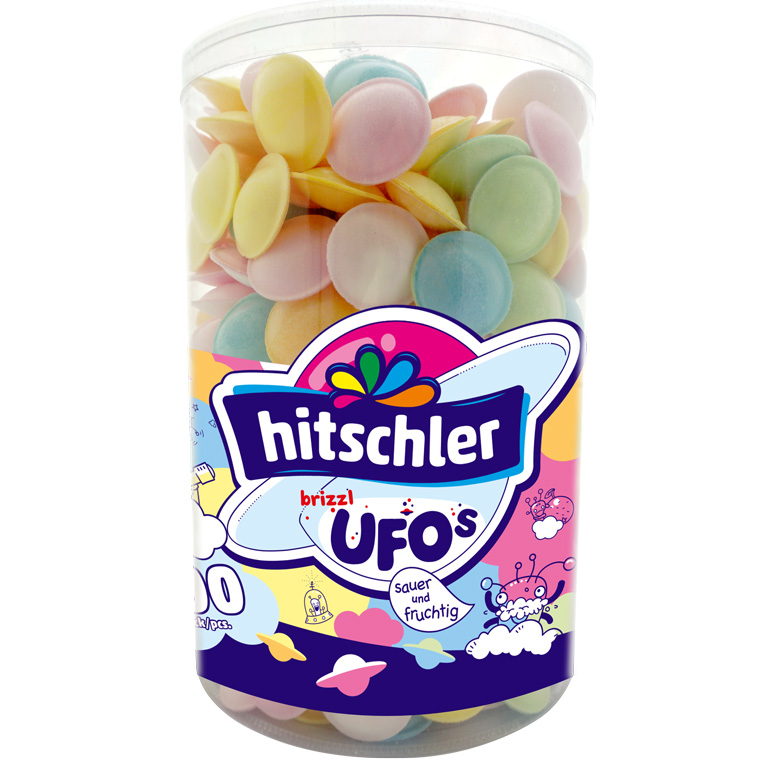 Hitschler Brizzl Frucht Ufos 480g Dose MHD:31.8.22